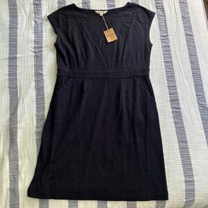 Boden Florrie Broderie Jersey Dress — Size 14 Navy Blue NWT